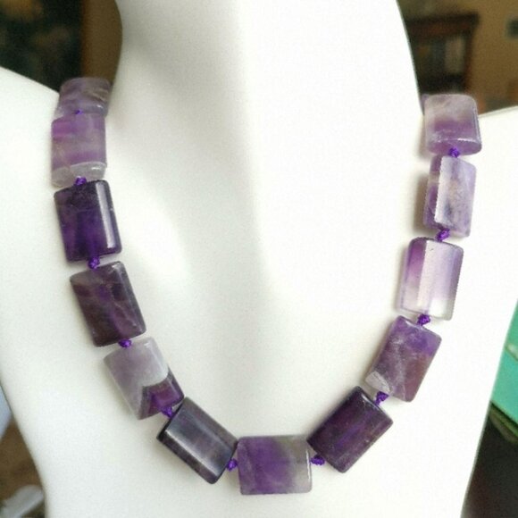 Raw amethyst Geometric necklace 19 Inches 🆕 - Picture 1 of 8